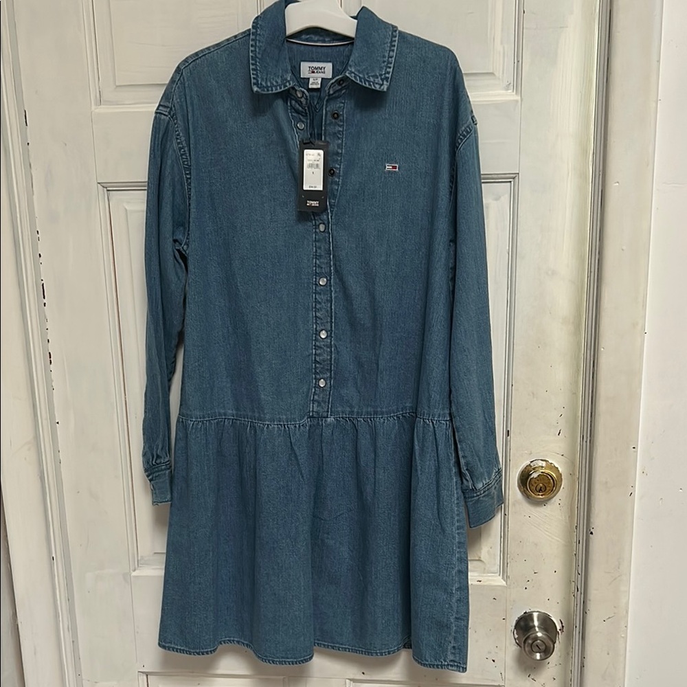 NWT Tommy Hilfiger Blue Mini Long Sleeve Denim Dress- Size Small